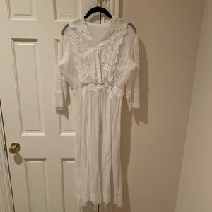 Antique Edwardian White Lace Cotton Dress